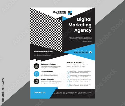 Corporate Flyer Design Template, business flyer, brochure, magazine or flier mockup in bright colors