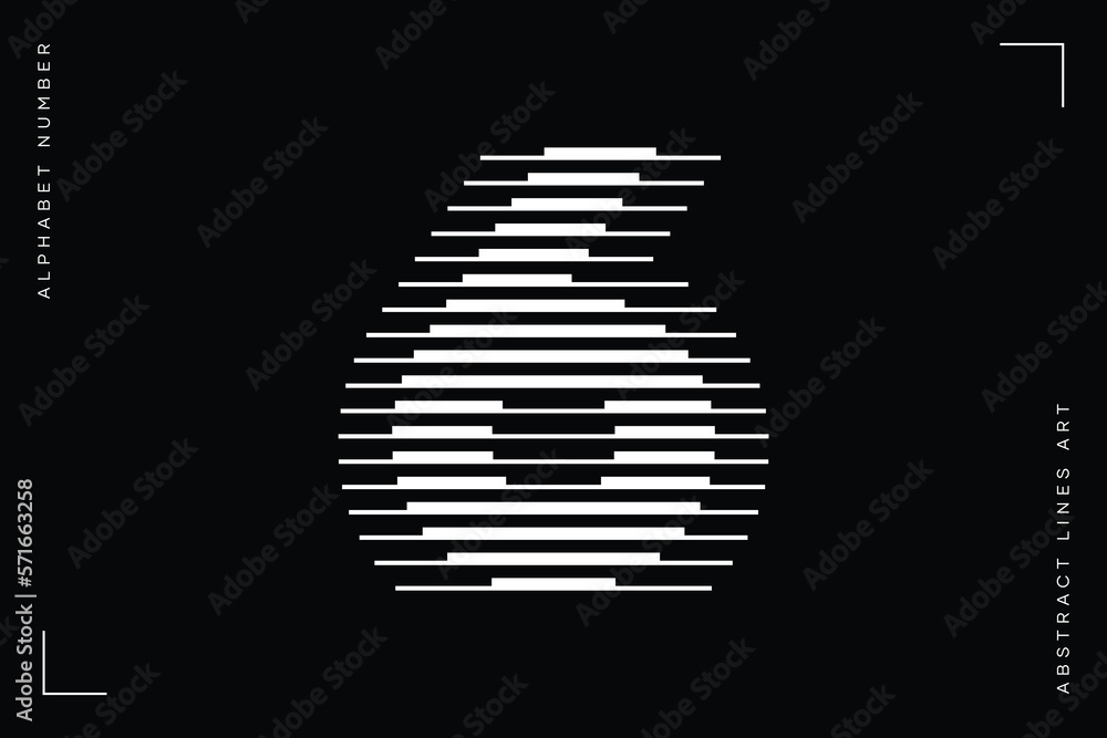 Number 6 with Abstract Line Pattern Number 6 with Abstract Line Pattern