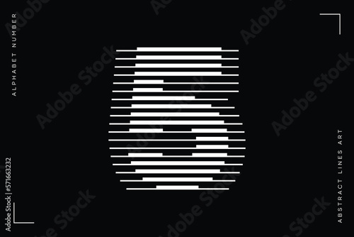 Number 5 with Abstract Line Pattern