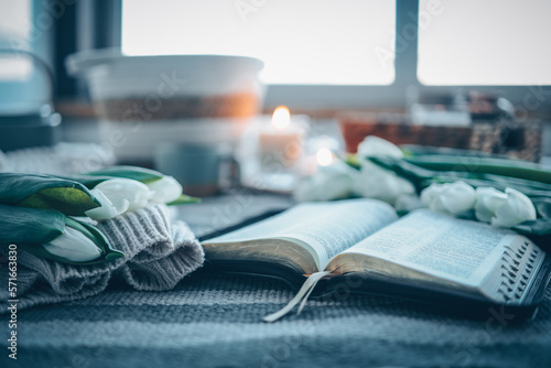 Open Bible in the home interior