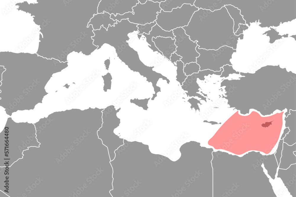 Cyprus Sea on the world map. Vector illustration.