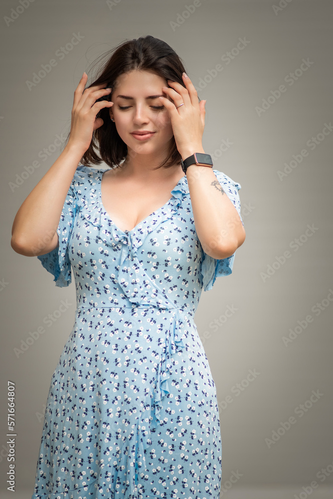 Portrait of a young beautiful dark-haired girl in summer, close-up. Portrait of a young beautiful dark-haired girl in summer, close-up.