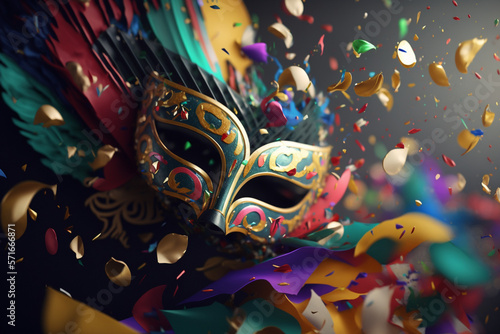 mask carnival colors, confetti Generative AI, IA, Generativa © Thuane