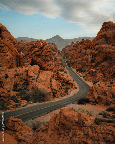 Mouses Tank Road and desert landscape at Valley of Fire State Park, Nevada