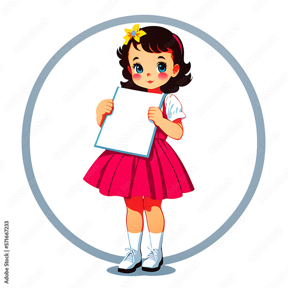 Cute little girl holding blank sign - Retro Style Cute little girl holding blank sign - Retro Style