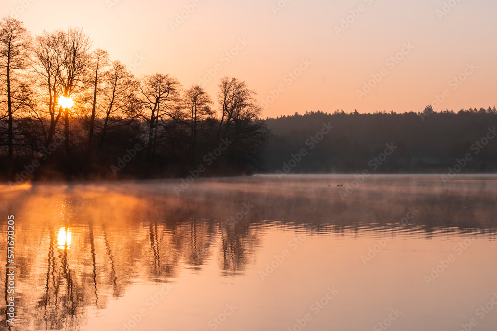 spring sunrise on the lake