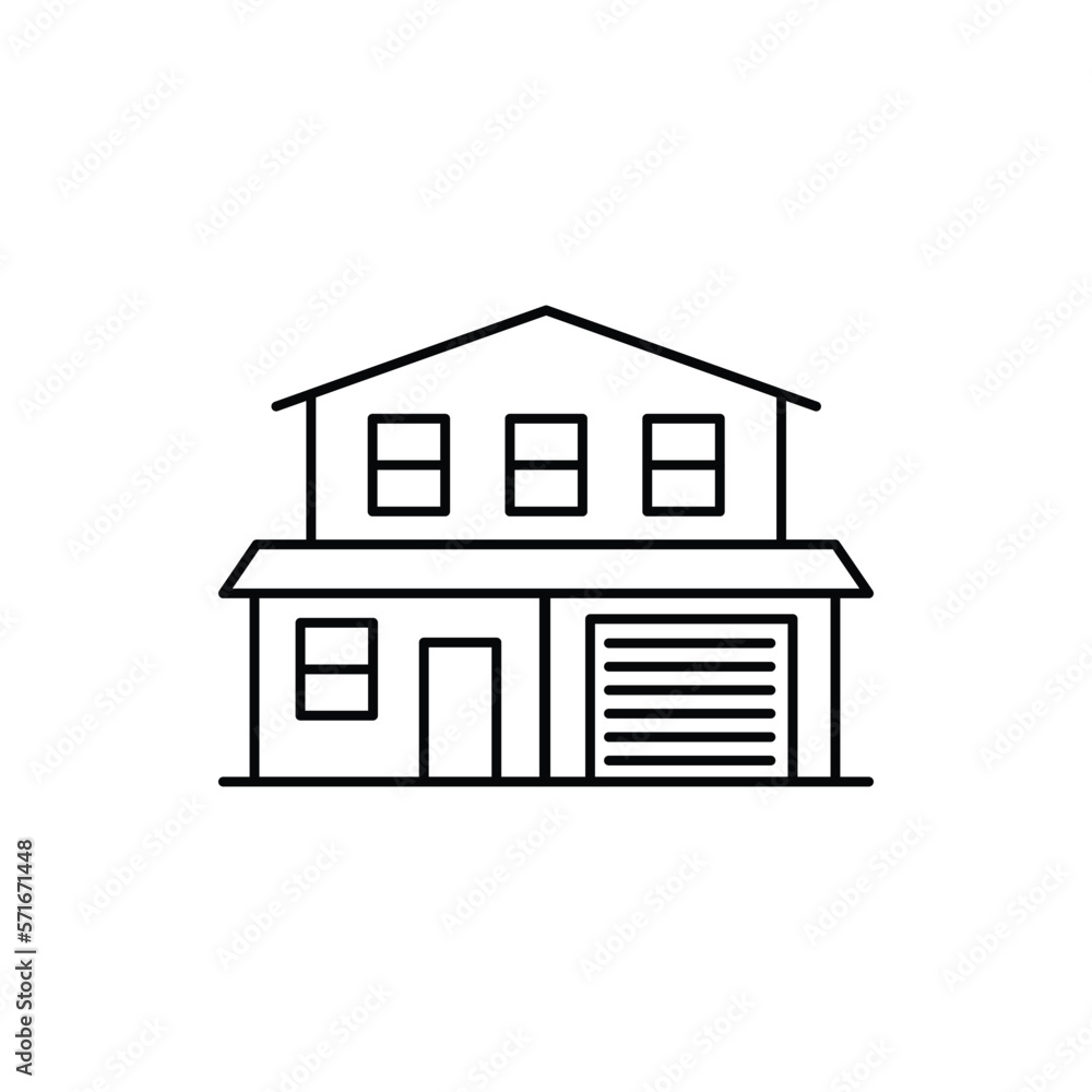 Cottage Building Sign Black Thin Line Icon Country House Concept. Vector illustration of Villa or Mansion Facade