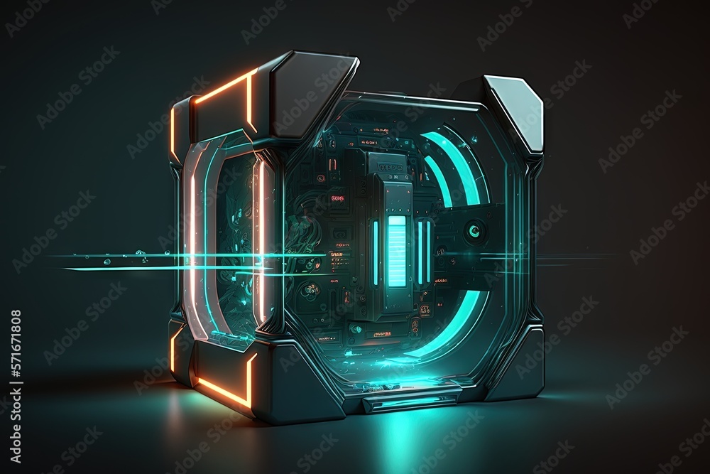 Cyber Sci Fi Futuristic Neon Laser Electric Glowing. Generative AI. Cyber Sci Fi Futuristic Neon Laser Electric Glowing. Generative AI.