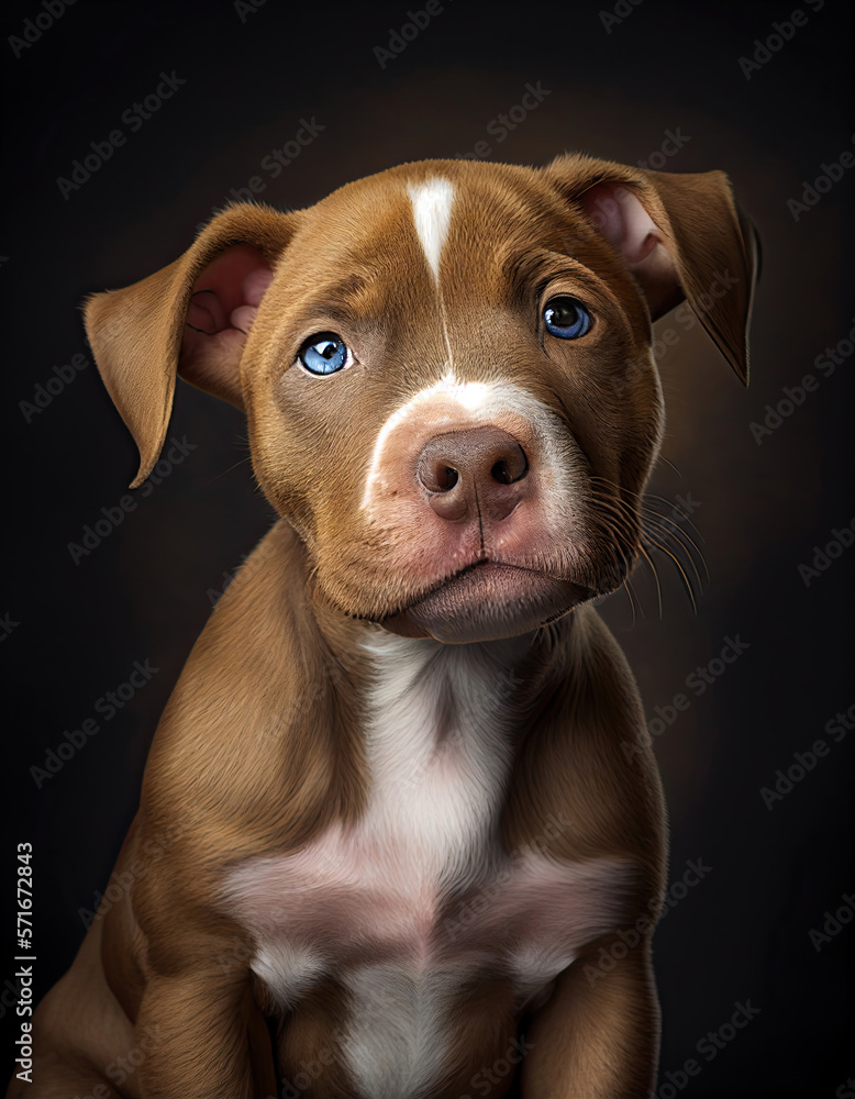 Cute and Playful Baby Pit Bull Puppy Illustration. Generative AI