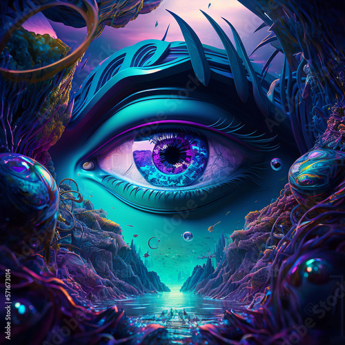 psychedelic trippy world, aliens world, ai generated art, generative ai