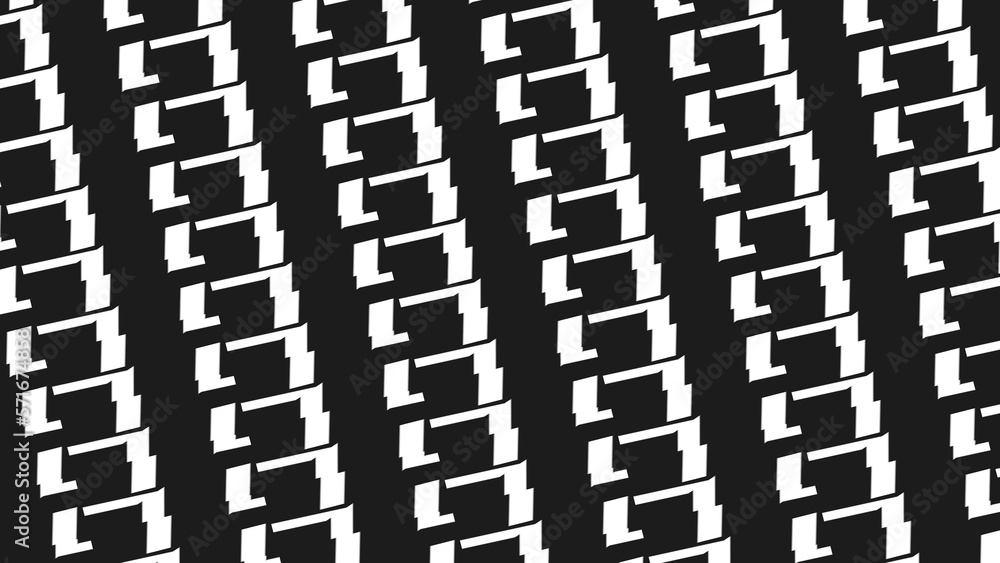 Monochrome Repeat Pattern.black and white grunge  background.Abstract halftone pattern.3D Illustration. 3D Rendering.