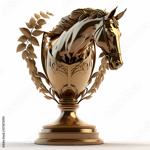 gold trophy cup isolated - horse trophy  isolated on white