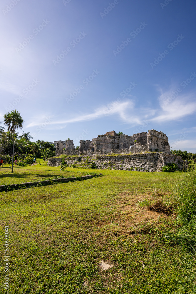 Beautiful beaches of Tulum In the archaeological zone of the Mayan pyramids.