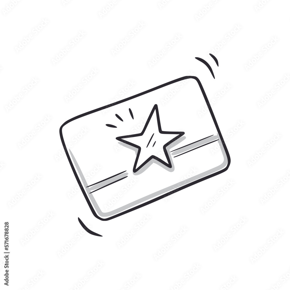 Bonus card doodle icon. Loyalty program coupon card hand drawn sketch style icon. Bonus earn, discount program doodle drawn concept. Vector illustration. Bonus card doodle icon. Loyalty program coupon card hand drawn sketch style icon. Bonus earn, discount program doodle drawn concept. Vector illustration.