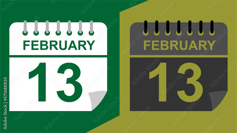 January 13 calendar date on green background or isolated icons with hollow background. January 13 calendar date on green background or isolated icons with hollow background.