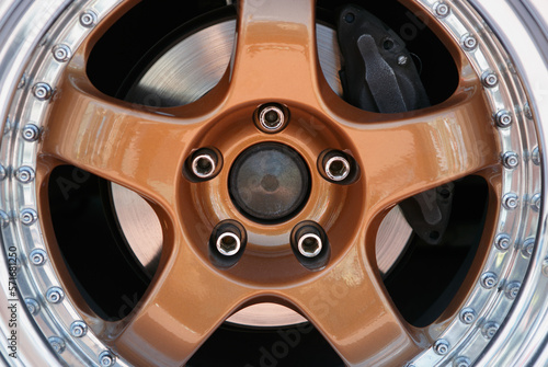 Tablou pe pânză Custom chrome wheel on Japanese tuner sport car