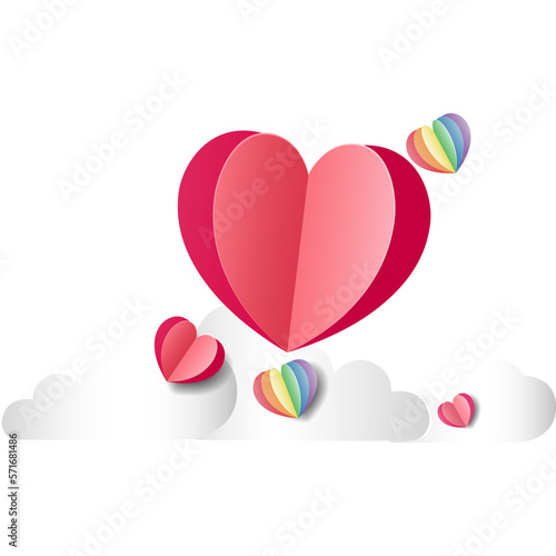 Heart shape with paper element style . Love symbol for celebration, anniversary, or greeting card artwork.