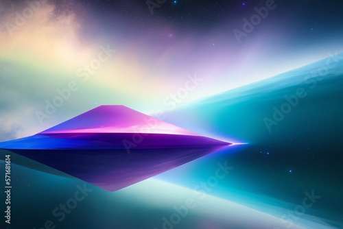 A landscape from a space ship in a chromatic space