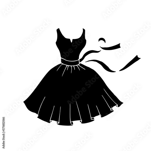 Little Black Dress. Party dress. Sketch vector illustration