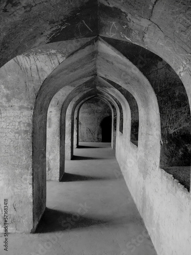 pointed arch concrete corridor