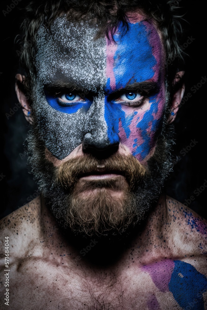 Fierce warrior with warpaint. Fierce warrior with warpaint.