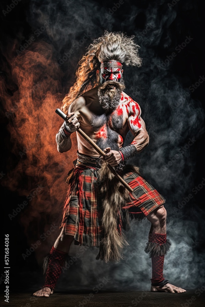 Fototapeta premium Fierce warrior with warpaint.