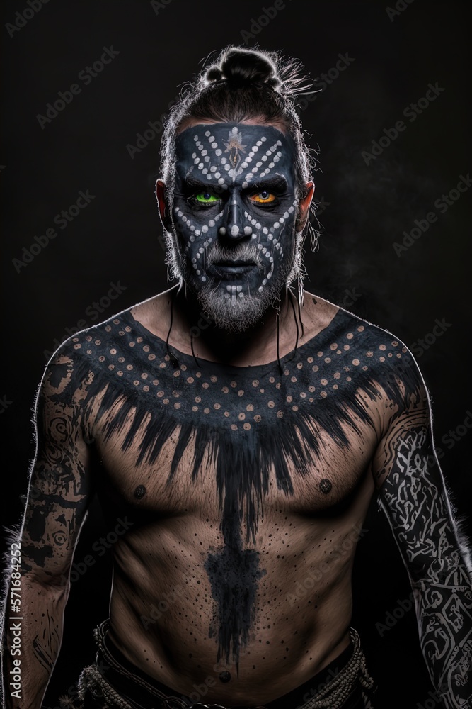 Fierce warrior with warpaint. Fierce warrior with warpaint.