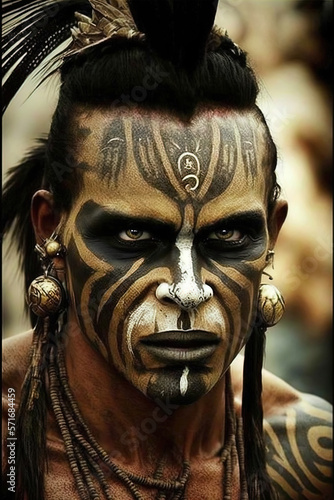 Fierce warrior with warpaint.