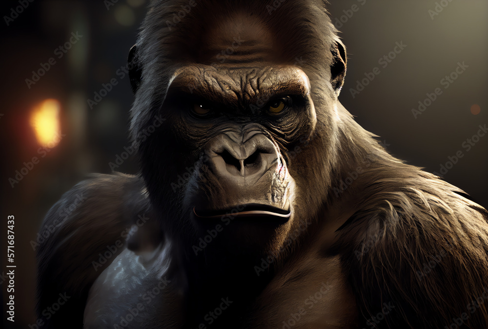 portrait of a displeased gorilla, generative ai