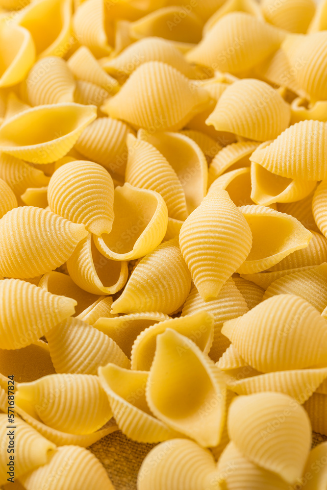 Homemade Dry Raw Conchiglie Pasta