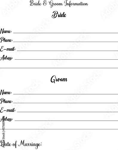 Wedding guest book interior