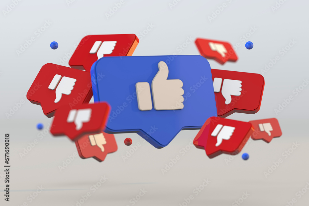 3d Facebook like icon and 3d dislike icon