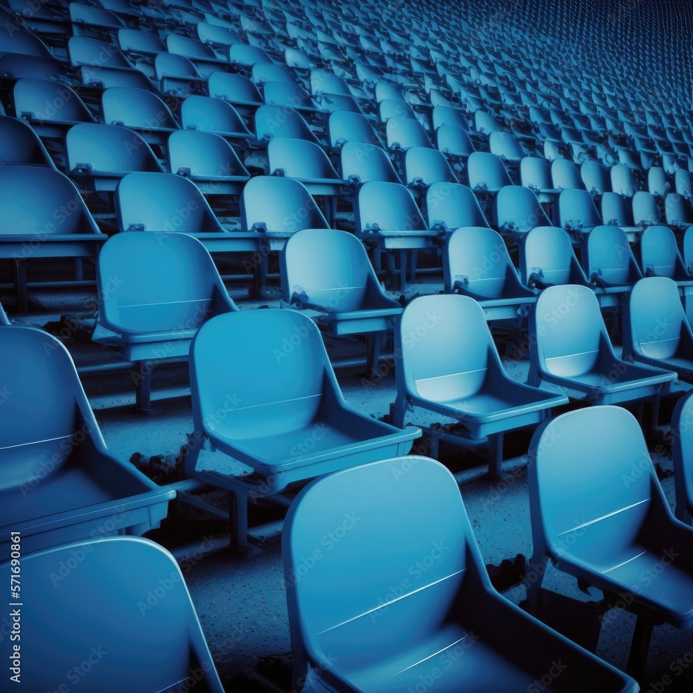 Naklejka premium Blue Stadium Seats empty generative ai