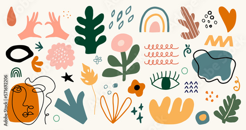 Vector set of hand drawn various shapes vector abstract elements. Modern trendy elements, constructor for your design.
