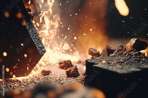 Foto Closeup of a forge with embers and sparks.