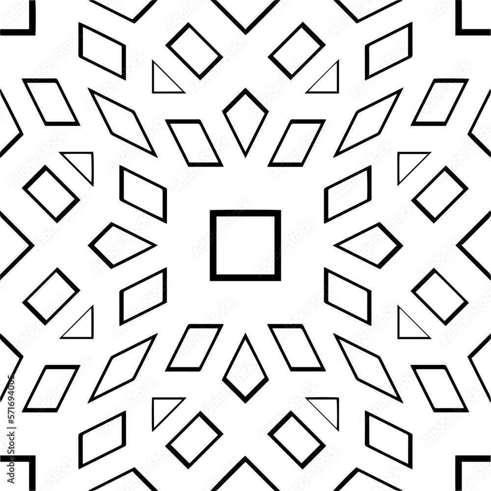  Seamless pattern with  abstract shapes,Black and white color. Repeating pattern for decor, textile and fabric.