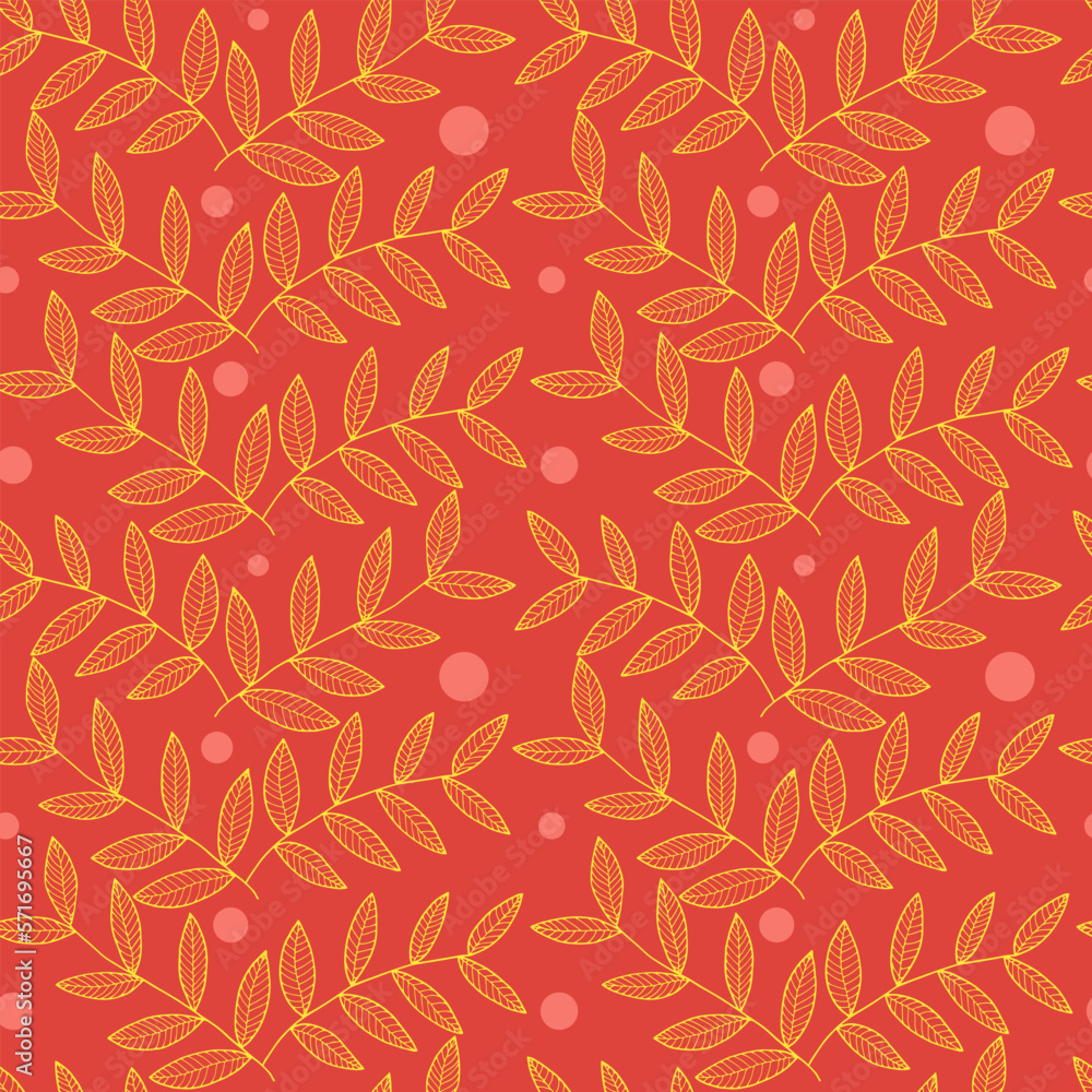 Seamless background in the style of nature. Vintage pattern. Geometric ornament Leaf elements. Vector illustration. Used for wallpaper, wrapping paper for printing, textiles.