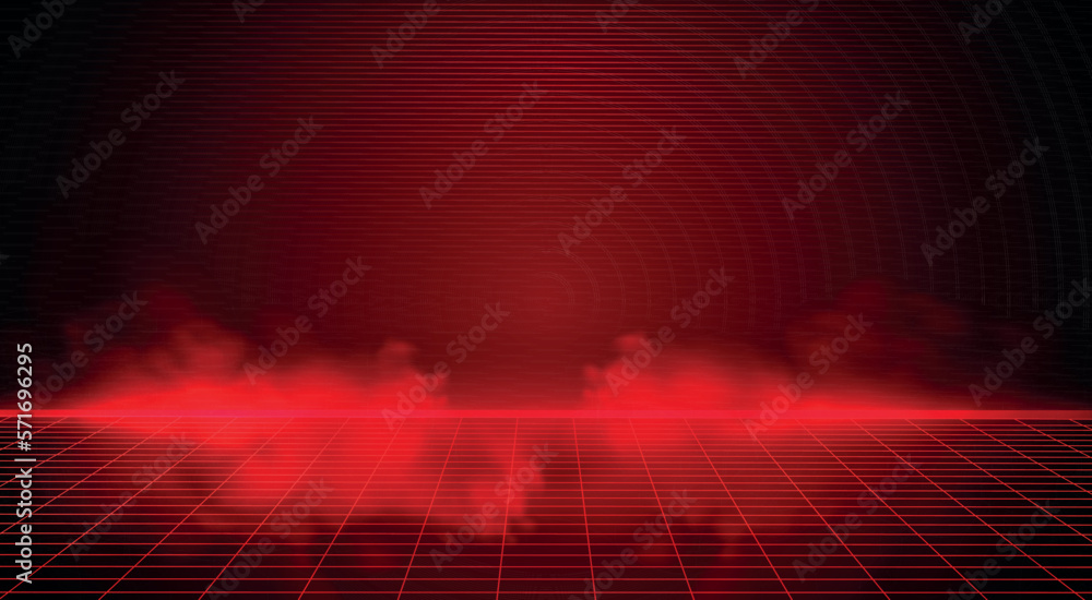 Abstract black red gaming background with modern luxury grid pattern retro  vapor synthwave smoke fog, neon red light ray and triangle stripes line  paper cut style Stock Vector | Adobe Stock