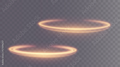 Light golden Twirl png. Curve light effect of golden line. Luminous golden circle. Element for your design, advertising, postcards, invitations, screensavers, websites, games. 