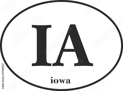 Sign of state of Iowa for sticking on glass of car. Sign of Iowa. vehicle badge