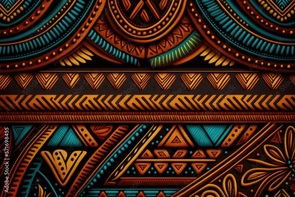 African tribal pattern in colorful. Illustration Generative AI Stock  Illustration