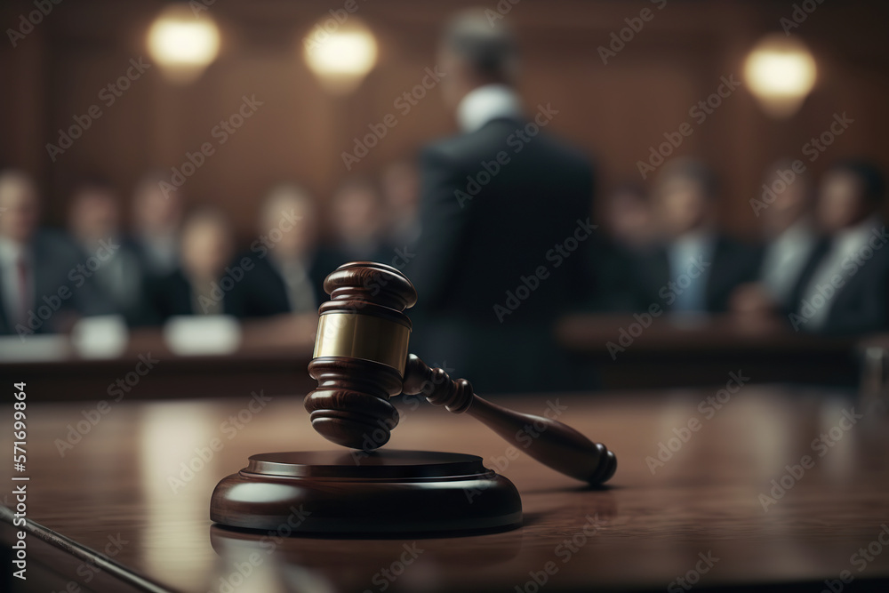 Judge gavel and blurred figure of Judge, Lawyer or Prosecutor in the Court Hall. Law concept of Judiciary, Jurisprudence and Justice. Copy space. Based on Generative AI Judge gavel and blurred figure of Judge, Lawyer or Prosecutor in the Court Hall. Law concept of Judiciary, Jurisprudence and Justice. Copy space. Based on Generative AI