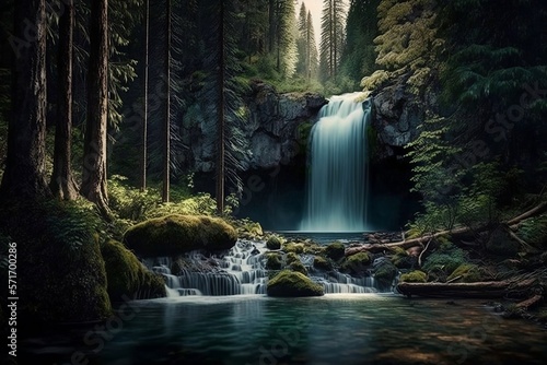 waterfall in the forest on a beautiful day