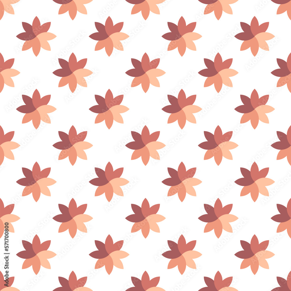 Seamless pattern of brown beige flowers on white background. Perfect for fabric, textile, wallpapers, backgrounds and other surfaces