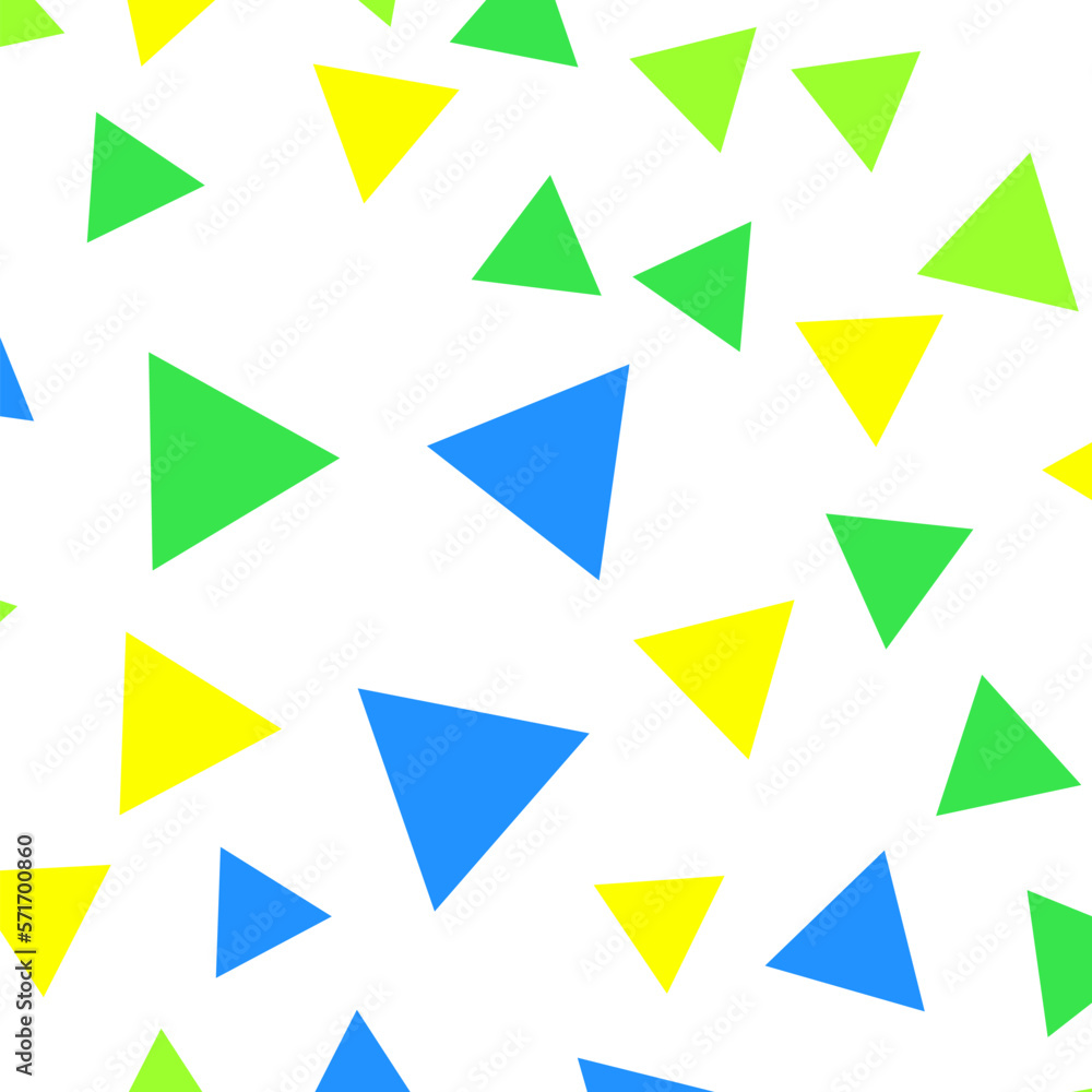 Vibrant vector seamless pattern of blue, yellow and green triangles. Perfect for fabric, textile, wallpapers, backgrounds and other surfaces Vibrant vector seamless pattern of blue, yellow and green triangles. Perfect for fabric, textile, wallpapers, backgrounds and other surfaces