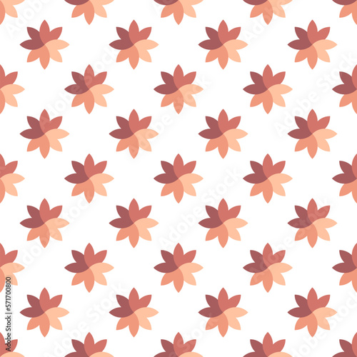 Seamless pattern of brown beige flowers on white background. Perfect for fabric, textile, wallpapers, backgrounds and other surfaces