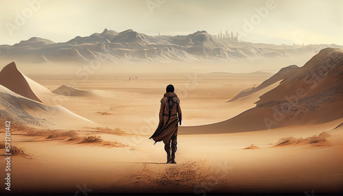 Lonely and desperate man walking in the desert. generative AI © STOCK PHOTO 4 U
