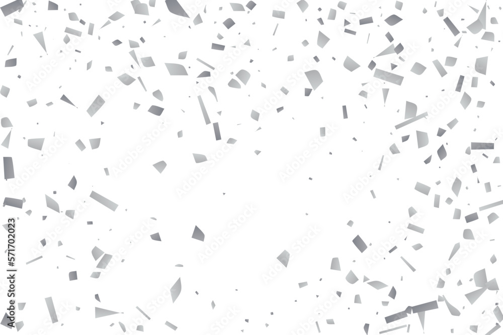 Silver glitter confetti on a white background. Decorative element. Silver glitter confetti on a white background. Decorative element.