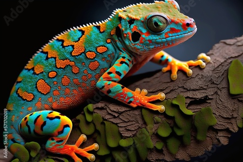 Gecko skin vibrant, concept of Colorful and Textured, created with Generative AI technology © tookitook