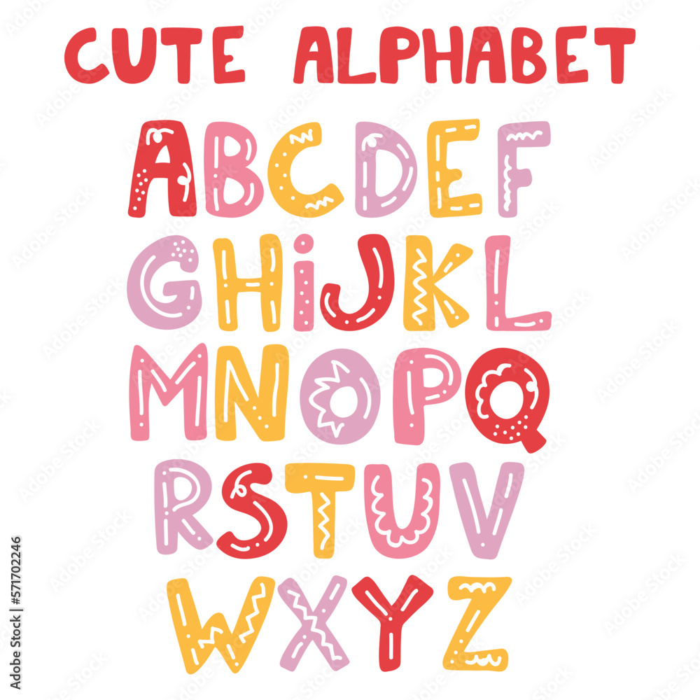 Handdrawn vector english alphabet with abstract patterns. ABC poster. Latin, roman letters. Childish, handmade style. Customized colors. For banners, quotes, advertising, posters, cards, invitations. Handdrawn vector english alphabet with abstract patterns. ABC poster. Latin, roman letters. Childish, handmade style. Customized colors. For banners, quotes, advertising, posters, cards, invitations.